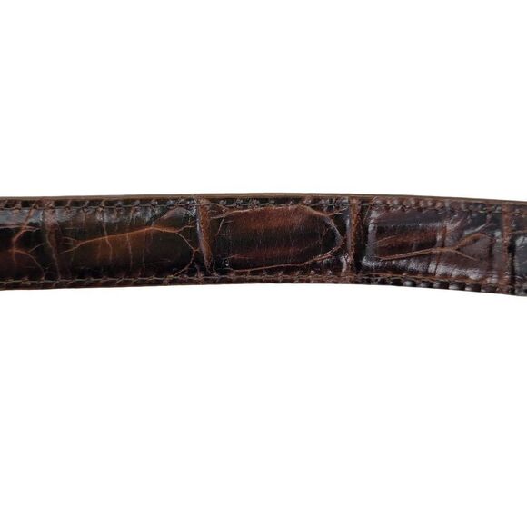 80\'s Brighton Belt Leather Reversible Skinny Brown‎ Embossed Silver Heart XS/S main image 7